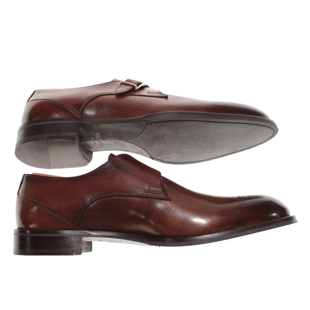 Pastori NWB Single Monk Strap Dress Shoes Size 12 US in Whiskey Brown Leather